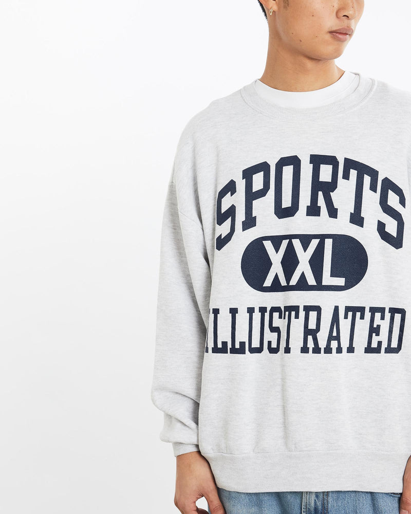 Vintage, 90s, Sports, Illustrated, Sweatshirt, The Real Deal, size large, colour Grey, newtown, sydney, australia, thrift store, opshop, preloved, secondhand, sustainable, retro, antique, 70s, 80s, 90s, 2000s, 00s, fashion, clothing, streetwear, trendy, garment, style, boutique, store, shop, archive, sale, cheap, best, top, Sweats and hoodies