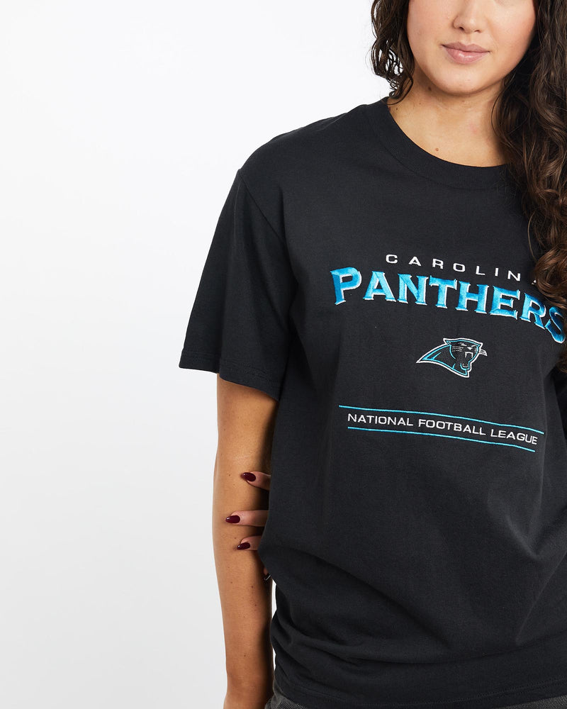 Vintage, 90s, NFL, Carolina, Panthers, Tee, The Real Deal, size medium, colour Black, newtown, sydney, australia, thrift store, opshop, preloved, secondhand, sustainable, retro, antique, 70s, 80s, 90s, 2000s, 00s, fashion, clothing, streetwear, trendy, garment, style, boutique, store, shop, archive, sale, cheap, best, top, T-Shirts