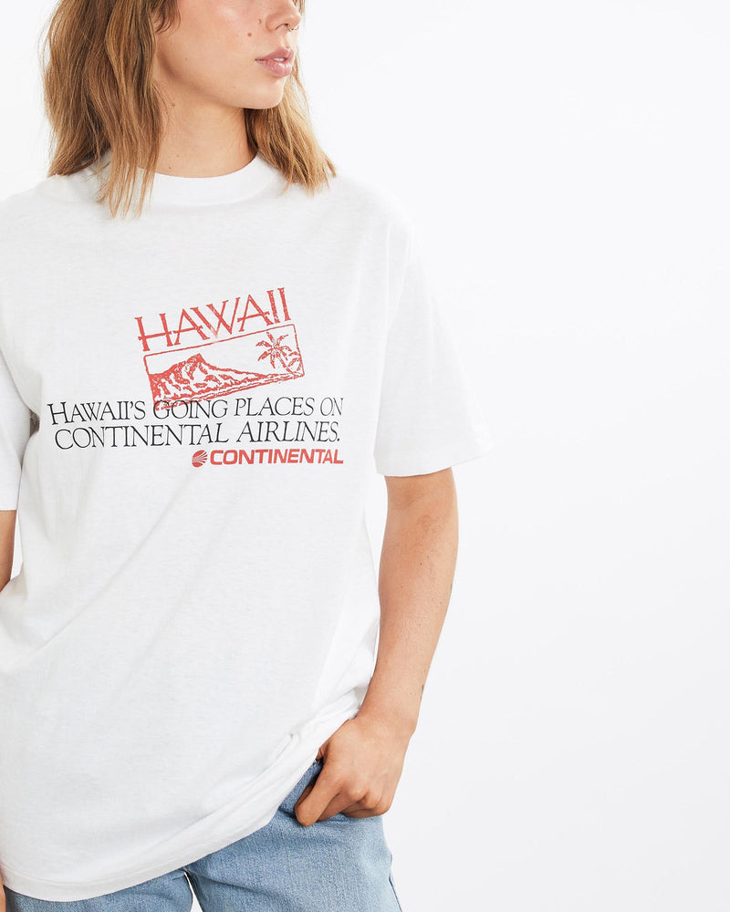 Vintage, 90s, Continental, Airlines, Hawaii', Tee, The Real Deal, size medium, colour Blue, newtown, sydney, australia, thrift store, opshop, preloved, secondhand, sustainable, retro, antique, 70s, 80s, 90s, 2000s, 00s, fashion, clothing, streetwear, trendy, garment, style, boutique, store, shop, archive, sale, cheap, best, top, T-Shirts