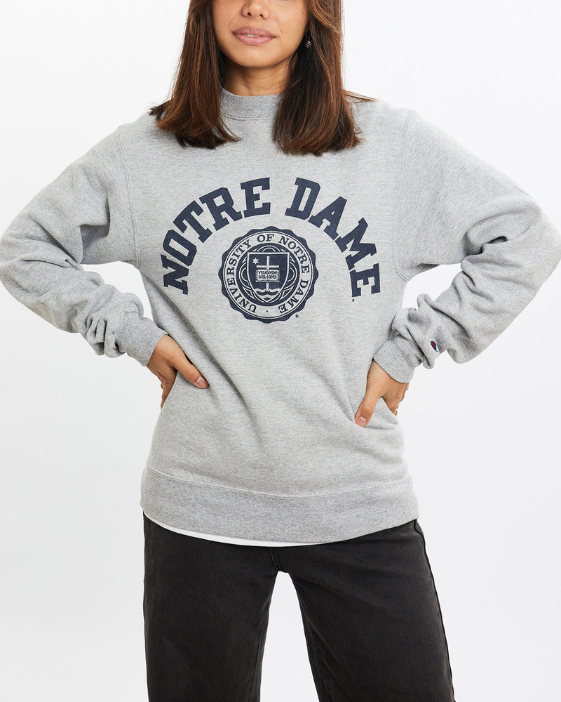 Vintage, Champion, University, of, Notre, Dame, Sweatshirt, The Real Deal, size extra small, colour Navy, newtown, sydney, australia, thrift store, opshop, preloved, secondhand, sustainable, retro, antique, 70s, 80s, 90s, 2000s, 00s, fashion, clothing, streetwear, trendy, garment, style, boutique, store, shop, archive, sale, cheap, best, top, Sweats and hoodies