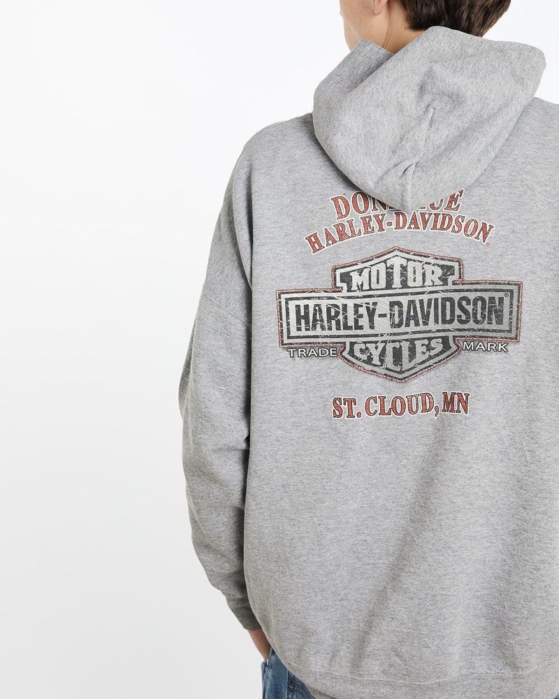 Vintage, Harley, Davidson, Hooded, Sweatshirt, The Real Deal, size extra large, colour Grey, newtown, sydney, australia, thrift store, opshop, preloved, secondhand, sustainable, retro, antique, 70s, 80s, 90s, 2000s, 00s, fashion, clothing, streetwear, trendy, garment, style, boutique, store, shop, archive, sale, cheap, best, top, Sweats and hoodies