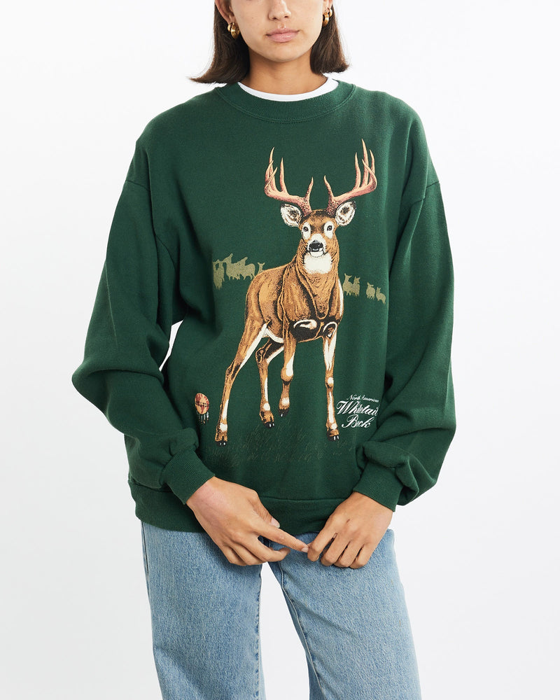 Vintage, 90s, Dear, Wildlife, Sweatshirt, The Real Deal, size small, colour Green, newtown, sydney, australia, thrift store, opshop, preloved, secondhand, sustainable, retro, antique, 70s, 80s, 90s, 2000s, 00s, fashion, clothing, streetwear, trendy, garment, style, boutique, store, shop, archive, sale, cheap, best, top, Sweats and hoodies