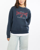 Vintage, 90s, MLB, Cleveland, Indians, Sweatshirt, The Real Deal, size medium, colour Blue, newtown, sydney, australia, thrift store, opshop, preloved, secondhand, sustainable, retro, antique, 70s, 80s, 90s, 2000s, 00s, fashion, clothing, streetwear, trendy, garment, style, boutique, store, shop, archive, sale, cheap, best, top, Sweats and hoodies