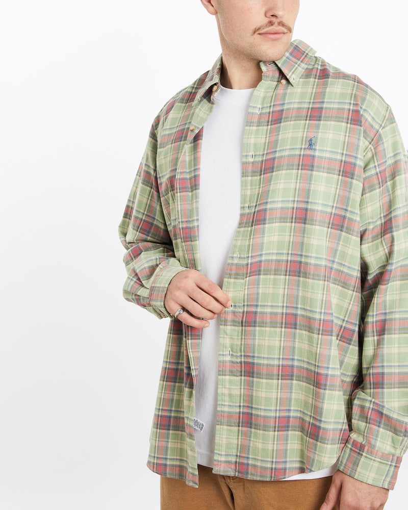 Vintage, 90s, Polo, Ralph, Lauren, Flannelette, Button, Up, Shirt, The Real Deal, size extra large, colour Multicolour, newtown, sydney, australia, thrift store, opshop, preloved, secondhand, sustainable, retro, antique, 70s, 80s, 90s, 2000s, 00s, fashion, clothing, streetwear, trendy, garment, style, boutique, store, shop, archive, sale, cheap, best, top, Shirts