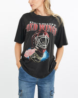 Vintage, 90s, NHL, Detroit, Red, Wings, Tee, The Real Deal, size medium, colour Black, newtown, sydney, australia, thrift store, opshop, preloved, secondhand, sustainable, retro, antique, 70s, 80s, 90s, 2000s, 00s, fashion, clothing, streetwear, trendy, garment, style, boutique, store, shop, archive, sale, cheap, best, top, T-Shirts