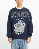 Vintage, 90s, NCAA, Georgetown, Hoyas, Sweatshirt, The Real Deal, size large, colour Navy, newtown, sydney, australia, thrift store, opshop, preloved, secondhand, sustainable, retro, antique, 70s, 80s, 90s, 2000s, 00s, fashion, clothing, streetwear, trendy, garment, style, boutique, store, shop, archive, sale, cheap, best, top, Sweats and hoodies