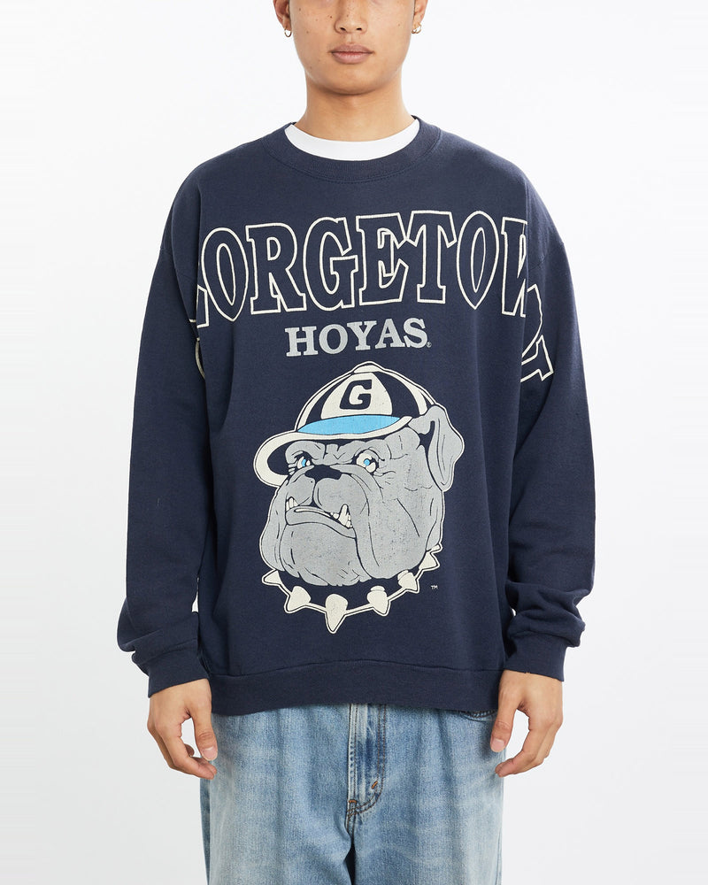 Vintage, 90s, NCAA, Georgetown, Hoyas, Sweatshirt, The Real Deal, size large, colour Navy, newtown, sydney, australia, thrift store, opshop, preloved, secondhand, sustainable, retro, antique, 70s, 80s, 90s, 2000s, 00s, fashion, clothing, streetwear, trendy, garment, style, boutique, store, shop, archive, sale, cheap, best, top, Sweats and hoodies