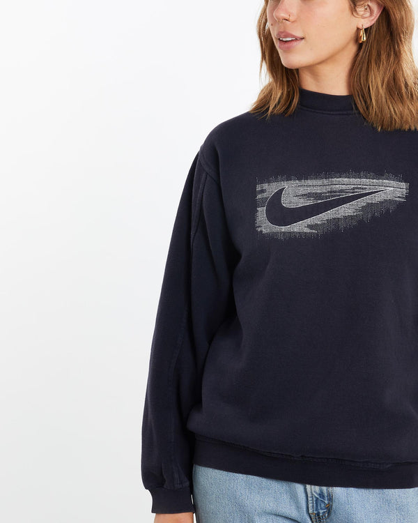 Vintage, 90s, Nike, Sweatshirt, The Real Deal, size medium, colour Navy, newtown, sydney, australia, thrift store, opshop, preloved, secondhand, sustainable, retro, antique, 70s, 80s, 90s, 2000s, 00s, fashion, clothing, streetwear, trendy, garment, style, boutique, store, shop, archive, sale, cheap, best, top, Sweats and hoodies