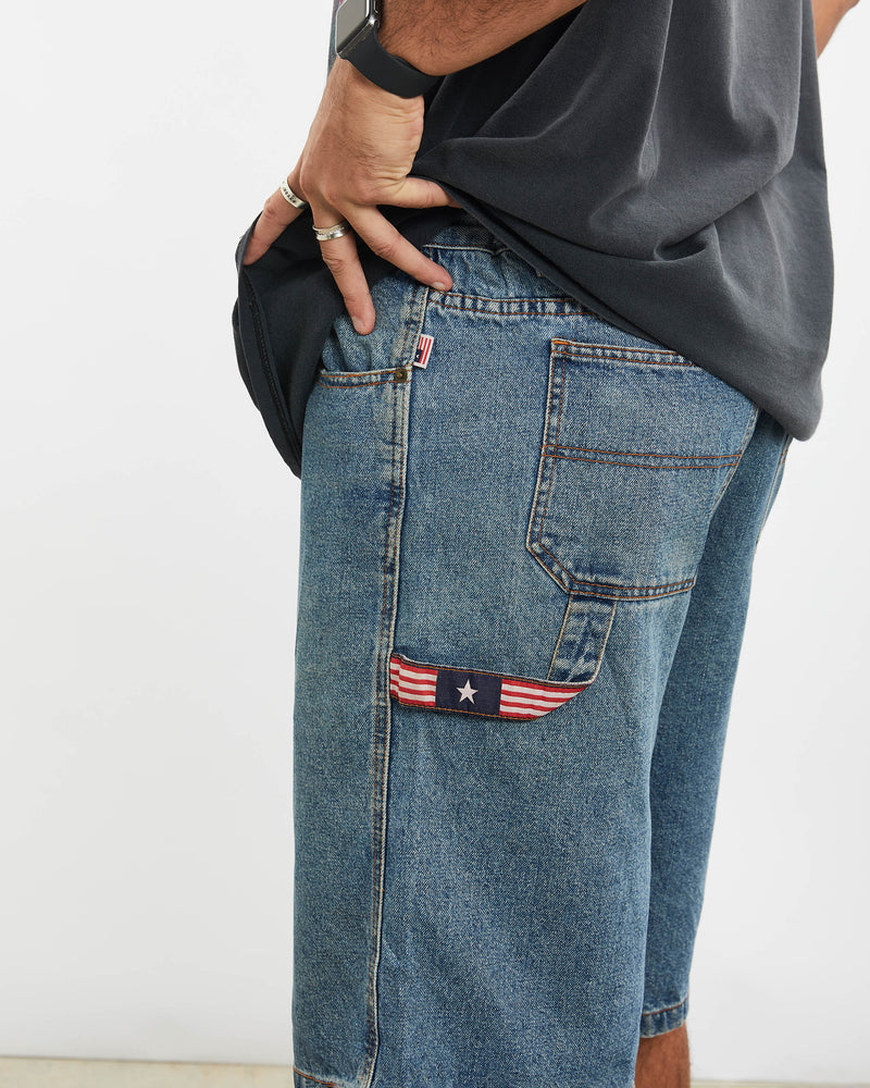 Vintage Joe Marlin Denim Carpenter Shorts <br>37" , The Real Deal , newtown, sydney, australia, thrift store, opshop, preloved, secondhand, sustainable, retro, antique, 70s, 80s, 90s, 2000s, 00s, fashion, clothing, streetwear, trendy, garment, style, boutique, store, shop, archive, sale, cheap, best, top
