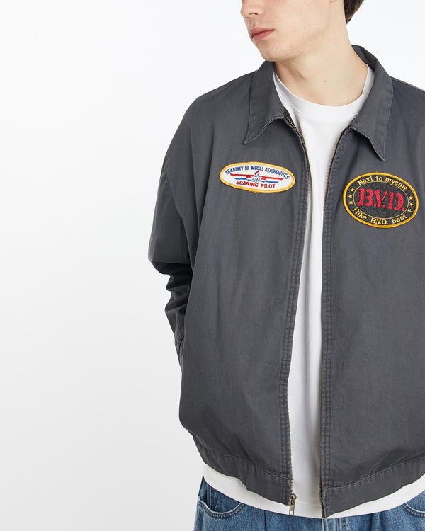 Vintage, 90s, Pilot, Mechanic, Jacket, The Real Deal, size extra large, colour Grey, newtown, sydney, australia, thrift store, opshop, preloved, secondhand, sustainable, retro, antique, 70s, 80s, 90s, 2000s, 00s, fashion, clothing, streetwear, trendy, garment, style, boutique, store, shop, archive, sale, cheap, best, top, Jackets