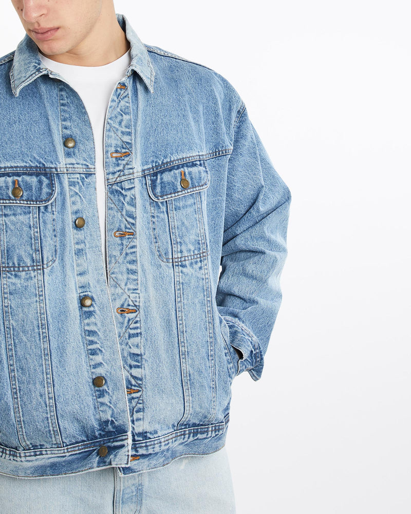 Vintage, 90s, Wrangler, Denim, Jacket, The Real Deal, size double extra large, colour Blue, newtown, sydney, australia, thrift store, opshop, preloved, secondhand, sustainable, retro, antique, 70s, 80s, 90s, 2000s, 00s, fashion, clothing, streetwear, trendy, garment, style, boutique, store, shop, archive, sale, cheap, best, top, Jackets
