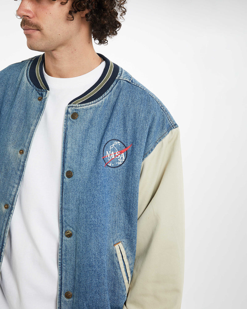 Vintage 90s NASA Denim Bomber Jacket XL - Main Image