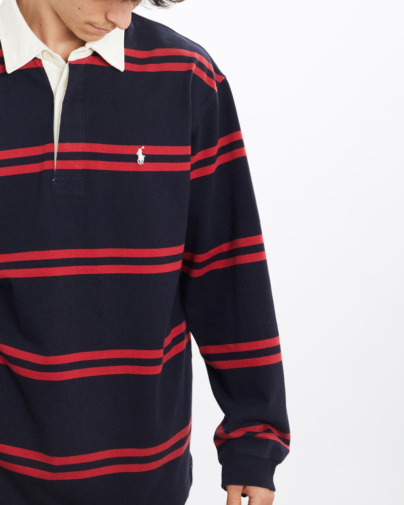 Vintage, 90s, Polo, Ralph, Lauren, Rugby, Shirt, The Real Deal, size large, colour Navy, newtown, sydney, australia, thrift store, opshop, preloved, secondhand, sustainable, retro, antique, 70s, 80s, 90s, 2000s, 00s, fashion, clothing, streetwear, trendy, garment, style, boutique, store, shop, archive, sale, cheap, best, top, Shirts