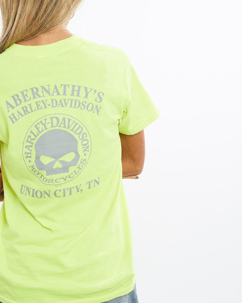 Harley, Davidson, Tee, The Real Deal, size extra small, colour Yellow, newtown, sydney, australia, thrift store, opshop, preloved, secondhand, sustainable, retro, antique, 70s, 80s, 90s, 2000s, 00s, fashion, clothing, streetwear, trendy, garment, style, boutique, store, shop, archive, sale, cheap, best, top, T-Shirts