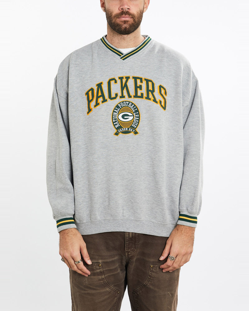 Vintage, NFL, Green, Bay, Packers, Sweatshirt, The Real Deal, size extra large, colour Grey, newtown, sydney, australia, thrift store, opshop, preloved, secondhand, sustainable, retro, antique, 70s, 80s, 90s, 2000s, 00s, fashion, clothing, streetwear, trendy, garment, style, boutique, store, shop, archive, sale, cheap, best, top, Sweats and hoodies