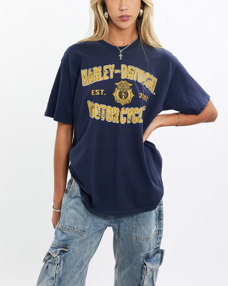 Vintage, Harley, Davidson, Tee, The Real Deal, size small, colour Navy, newtown, sydney, australia, thrift store, opshop, preloved, secondhand, sustainable, retro, antique, 70s, 80s, 90s, 2000s, 00s, fashion, clothing, streetwear, trendy, garment, style, boutique, store, shop, archive, sale, cheap, best, top, T-Shirts