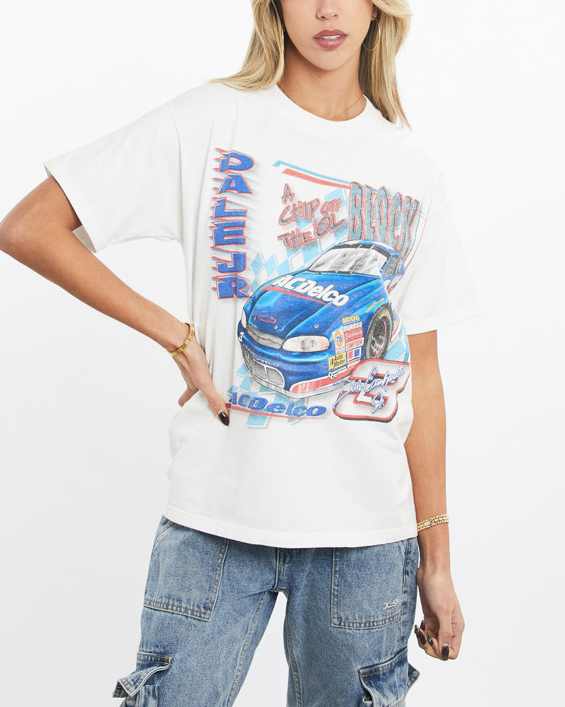 Vintage, Dale, Earnhardt, Jr., NASCAR, Racing, Tee, The Real Deal, size extra small, colour White, newtown, sydney, australia, thrift store, opshop, preloved, secondhand, sustainable, retro, antique, 70s, 80s, 90s, 2000s, 00s, fashion, clothing, streetwear, trendy, garment, style, boutique, store, shop, archive, sale, cheap, best, top, T-Shirts