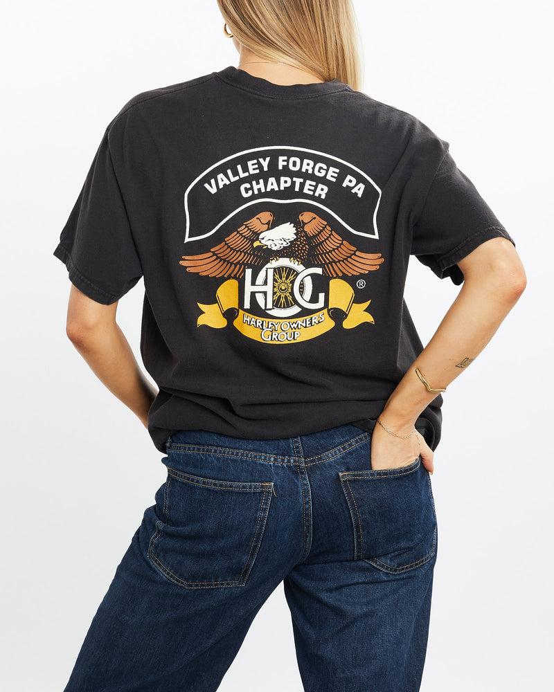 Vintage, Harley, Davidson, Owners, Group, Tee, The Real Deal, size medium, colour Black, newtown, sydney, australia, thrift store, opshop, preloved, secondhand, sustainable, retro, antique, 70s, 80s, 90s, 2000s, 00s, fashion, clothing, streetwear, trendy, garment, style, boutique, store, shop, archive, sale, cheap, best, top, T-Shirts