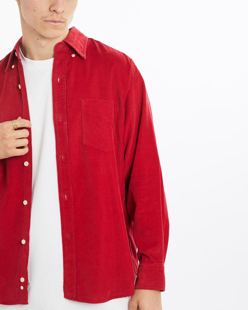 Vintage, 90s, Chaps, Ralph, Lauren, Corduroy, Button, Up, Shirt, The Real Deal, size medium, colour Red, newtown, sydney, australia, thrift store, opshop, preloved, secondhand, sustainable, retro, antique, 70s, 80s, 90s, 2000s, 00s, fashion, clothing, streetwear, trendy, garment, style, boutique, store, shop, archive, sale, cheap, best, top, Shirts