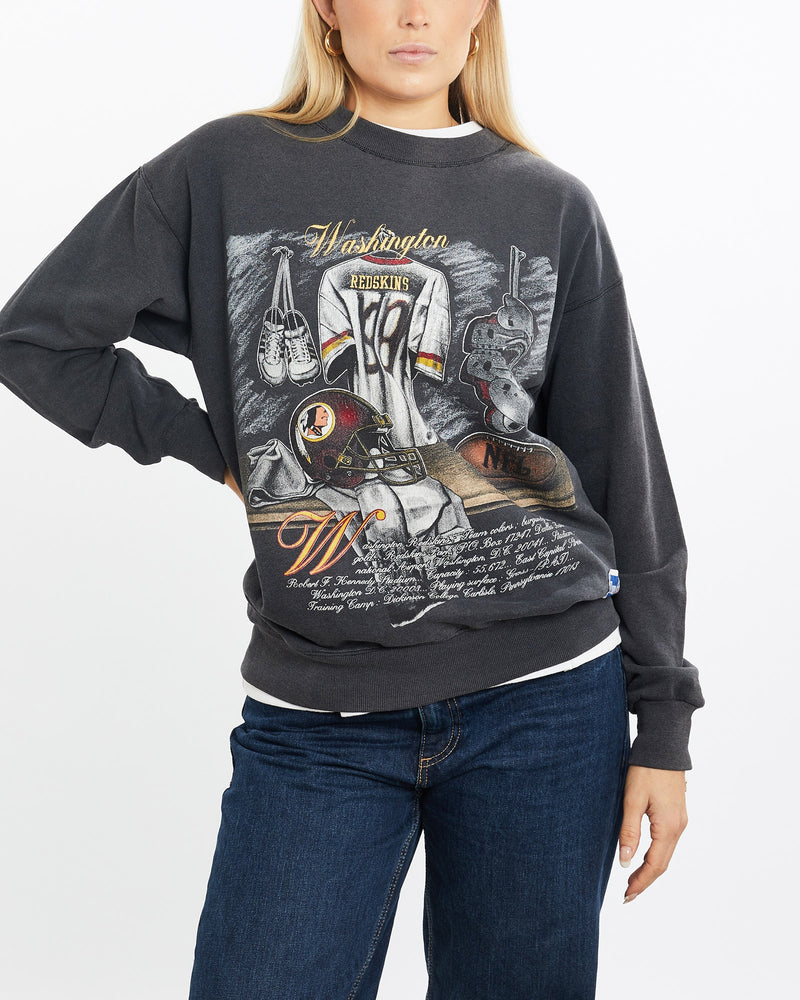 Vintage, 90s, NFL, Washington, Redskins, Sweatshirt, The Real Deal, size small, colour Black, newtown, sydney, australia, thrift store, opshop, preloved, secondhand, sustainable, retro, antique, 70s, 80s, 90s, 2000s, 00s, fashion, clothing, streetwear, trendy, garment, style, boutique, store, shop, archive, sale, cheap, best, top, Sweats and hoodies