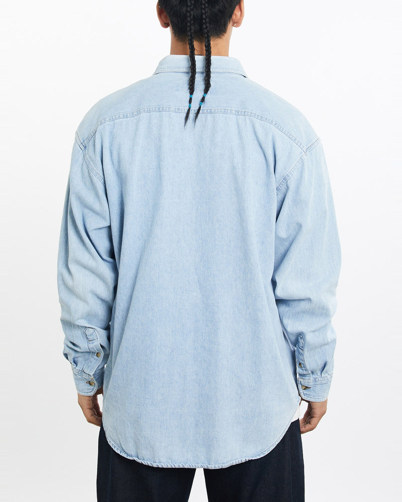 Vintage, Cartoon, Network, Cartoon, Denim, Button, Up, Shirt, The Real Deal, size large, colour Blue, newtown, sydney, australia, thrift store, opshop, preloved, secondhand, sustainable, retro, antique, 70s, 80s, 90s, 2000s, 00s, fashion, clothing, streetwear, trendy, garment, style, boutique, store, shop, archive, sale, cheap, best, top, Shirts