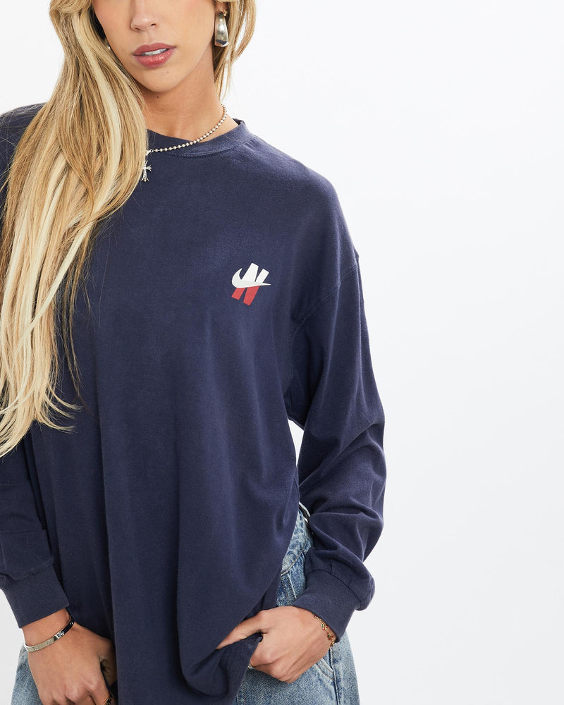 Vintage, 90s, Nike, Long, Sleeve, Tee, The Real Deal, size small, colour Navy, newtown, sydney, australia, thrift store, opshop, preloved, secondhand, sustainable, retro, antique, 70s, 80s, 90s, 2000s, 00s, fashion, clothing, streetwear, trendy, garment, style, boutique, store, shop, archive, sale, cheap, best, top, T-Shirts