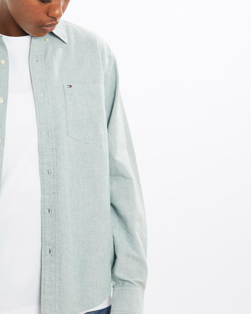 Vintage, Tommy, Hilfiger, Button, Up, Shirt, The Real Deal, size medium, colour Green, newtown, sydney, australia, thrift store, opshop, preloved, secondhand, sustainable, retro, antique, 70s, 80s, 90s, 2000s, 00s, fashion, clothing, streetwear, trendy, garment, style, boutique, store, shop, archive, sale, cheap, best, top, Shirts