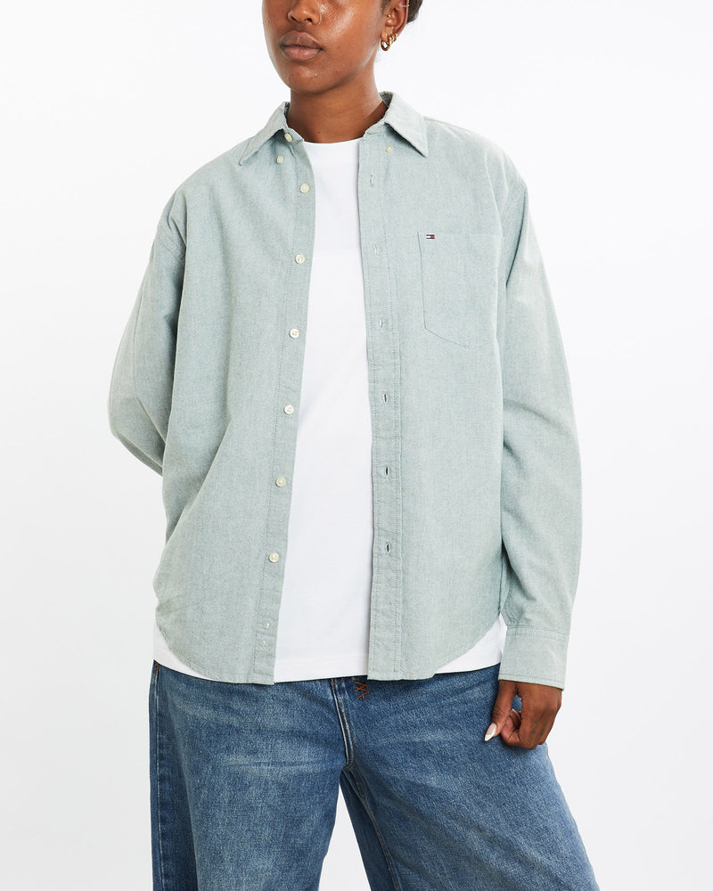 Vintage, Tommy, Hilfiger, Button, Up, Shirt, The Real Deal, size medium, colour Green, newtown, sydney, australia, thrift store, opshop, preloved, secondhand, sustainable, retro, antique, 70s, 80s, 90s, 2000s, 00s, fashion, clothing, streetwear, trendy, garment, style, boutique, store, shop, archive, sale, cheap, best, top, Shirts