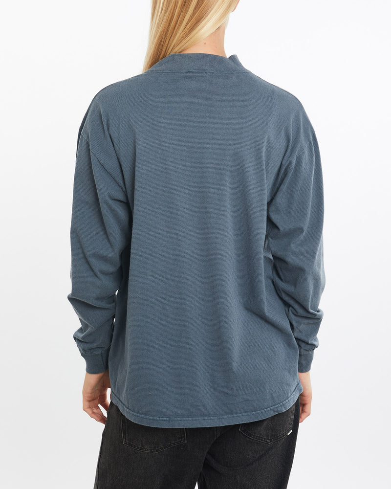 Vintage, 1996, Harley, Davidson, Long, Sleeve, Mock, Neck, Tee, The Real Deal, size medium, colour Blue, newtown, sydney, australia, thrift store, opshop, preloved, secondhand, sustainable, retro, antique, 70s, 80s, 90s, 2000s, 00s, fashion, clothing, streetwear, trendy, garment, style, boutique, store, shop, archive, sale, cheap, best, top, T-Shirts