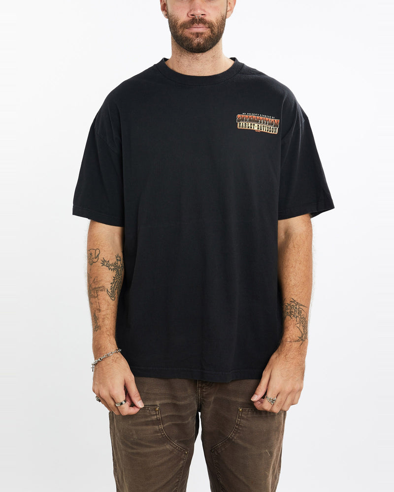 Harley, Davidson, Tee, The Real Deal, size extra large, colour Black, newtown, sydney, australia, thrift store, opshop, preloved, secondhand, sustainable, retro, antique, 70s, 80s, 90s, 2000s, 00s, fashion, clothing, streetwear, trendy, garment, style, boutique, store, shop, archive, sale, cheap, best, top, T-Shirts