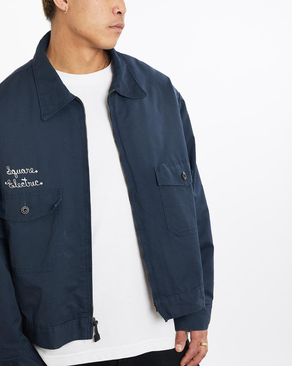 Vintage, 90s, Chain, Stitch, Mechanic, Jacket, The Real Deal, size extra large, colour Navy, newtown, sydney, australia, thrift store, opshop, preloved, secondhand, sustainable, retro, antique, 70s, 80s, 90s, 2000s, 00s, fashion, clothing, streetwear, trendy, garment, style, boutique, store, shop, archive, sale, cheap, best, top, Jackets