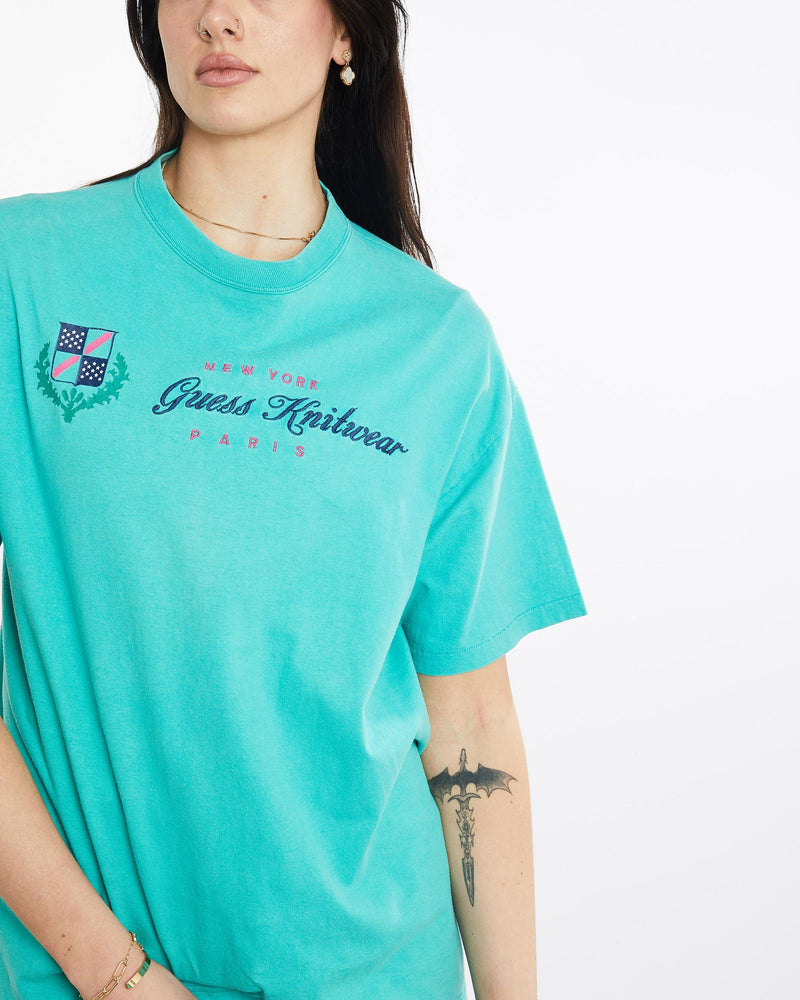 Vintage, 90s, Guess, Knitwear', Tee, The Real Deal, size medium, colour Green, newtown, sydney, australia, thrift store, opshop, preloved, secondhand, sustainable, retro, antique, 70s, 80s, 90s, 2000s, 00s, fashion, clothing, streetwear, trendy, garment, style, boutique, store, shop, archive, sale, cheap, best, top, T-Shirts