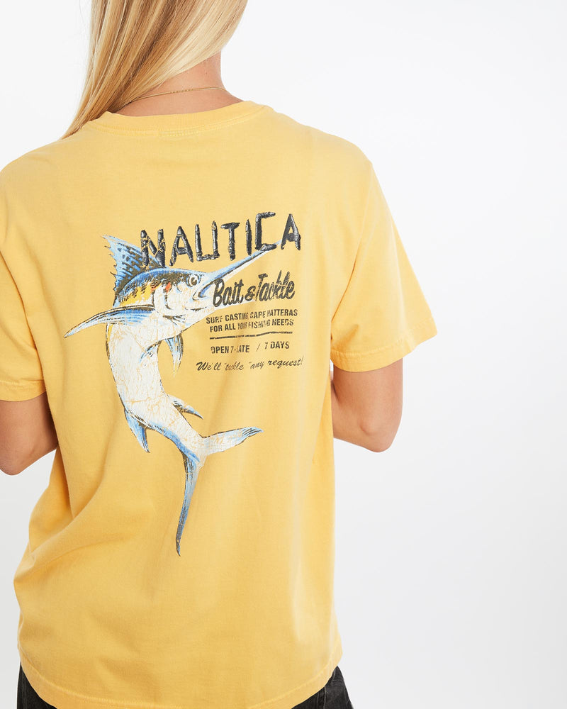 Vintage, Nautica, Bait, &, Tackle, Tee, The Real Deal, size medium, colour Yellow, newtown, sydney, australia, thrift store, opshop, preloved, secondhand, sustainable, retro, antique, 70s, 80s, 90s, 2000s, 00s, fashion, clothing, streetwear, trendy, garment, style, boutique, store, shop, archive, sale, cheap, best, top, T-Shirts