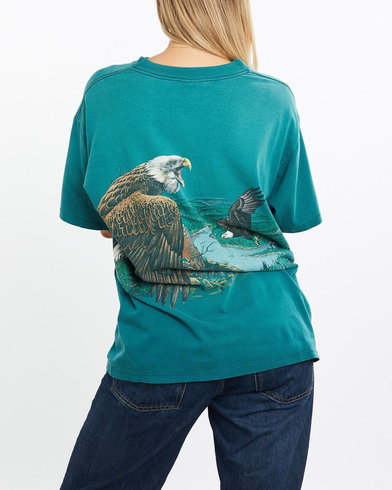 Vintage, 90s, Eagle, Wildlife, Tee, The Real Deal, size medium, colour Green, newtown, sydney, australia, thrift store, opshop, preloved, secondhand, sustainable, retro, antique, 70s, 80s, 90s, 2000s, 00s, fashion, clothing, streetwear, trendy, garment, style, boutique, store, shop, archive, sale, cheap, best, top, T-Shirts