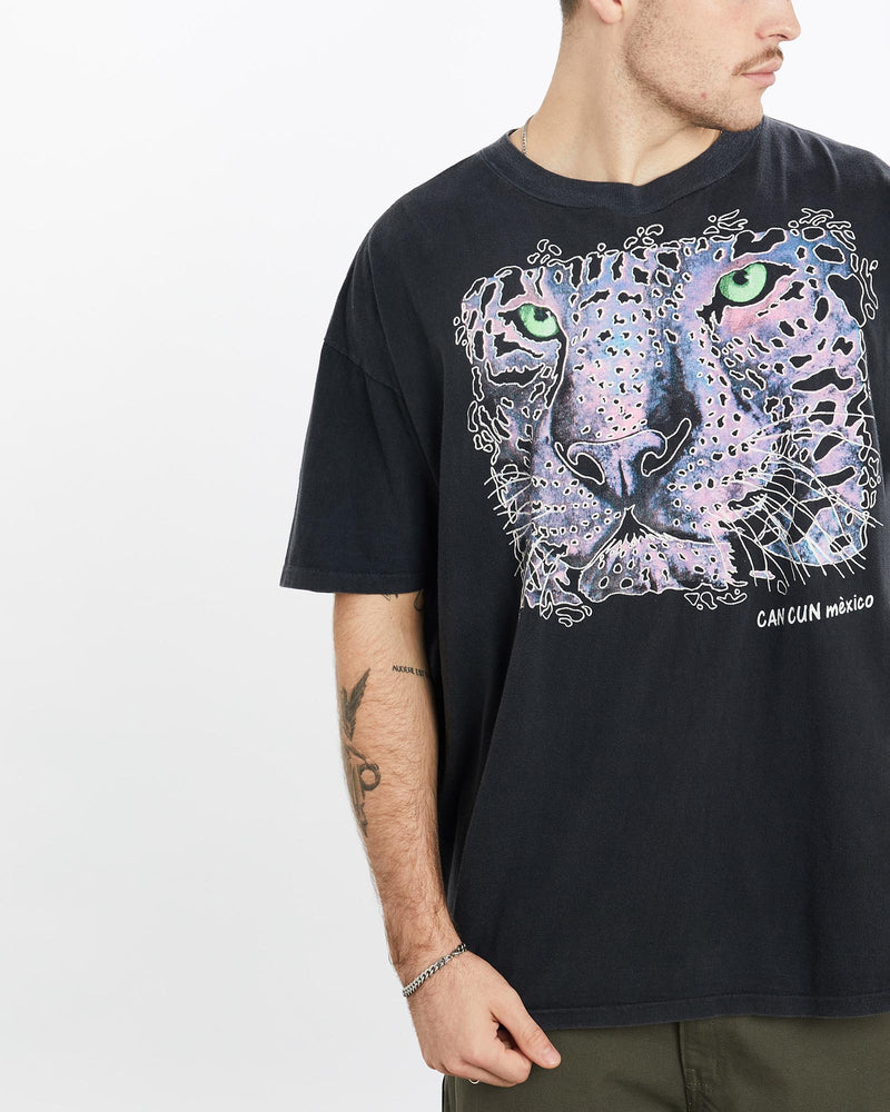 Vintage, 90s, Cancun, Mexico, Jaguar, Wildlife, Tee, The Real Deal, size extra large, colour Black, newtown, sydney, australia, thrift store, opshop, preloved, secondhand, sustainable, retro, antique, 70s, 80s, 90s, 2000s, 00s, fashion, clothing, streetwear, trendy, garment, style, boutique, store, shop, archive, sale, cheap, best, top, T-Shirts