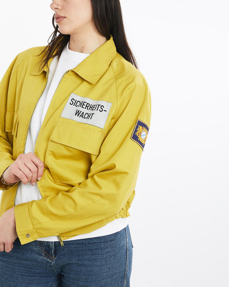 Vintage, 90s, Sicherheitswacht, Security, Guard, Jacket, The Real Deal, size medium, colour Yellow, newtown, sydney, australia, thrift store, opshop, preloved, secondhand, sustainable, retro, antique, 70s, 80s, 90s, 2000s, 00s, fashion, clothing, streetwear, trendy, garment, style, boutique, store, shop, archive, sale, cheap, best, top, Jackets