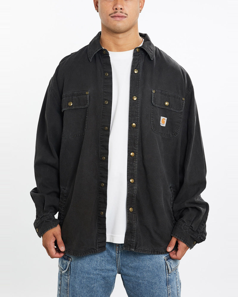 Vintage, 90s, Carhartt, Flanelette, Lined, Button, Up, Shirt, The Real Deal, size double extra large, colour Black, newtown, sydney, australia, thrift store, opshop, preloved, secondhand, sustainable, retro, antique, 70s, 80s, 90s, 2000s, 00s, fashion, clothing, streetwear, trendy, garment, style, boutique, store, shop, archive, sale, cheap, best, top, Shirts