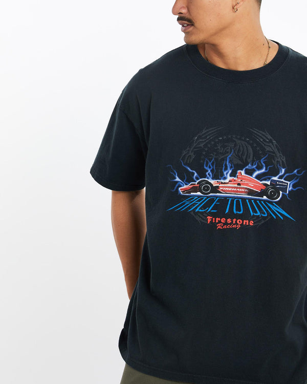 Vintage, Firestone, Racing, IndyCar, Tee, The Real Deal, size large, colour Black, newtown, sydney, australia, thrift store, opshop, preloved, secondhand, sustainable, retro, antique, 70s, 80s, 90s, 2000s, 00s, fashion, clothing, streetwear, trendy, garment, style, boutique, store, shop, archive, sale, cheap, best, top, T-Shirts