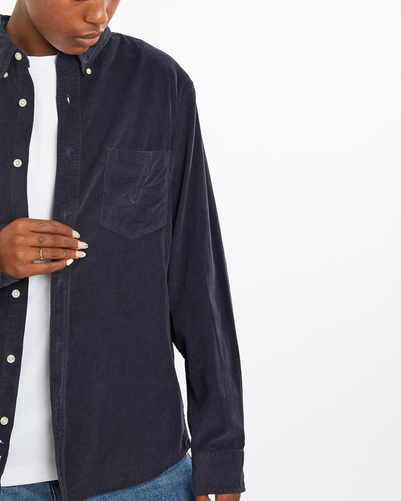 Vintage, 90s, Chaps, Ralph, Lauren, Corduroy, Button, Up, Shirt, The Real Deal, size medium, colour Navy, newtown, sydney, australia, thrift store, opshop, preloved, secondhand, sustainable, retro, antique, 70s, 80s, 90s, 2000s, 00s, fashion, clothing, streetwear, trendy, garment, style, boutique, store, shop, archive, sale, cheap, best, top, Shirts