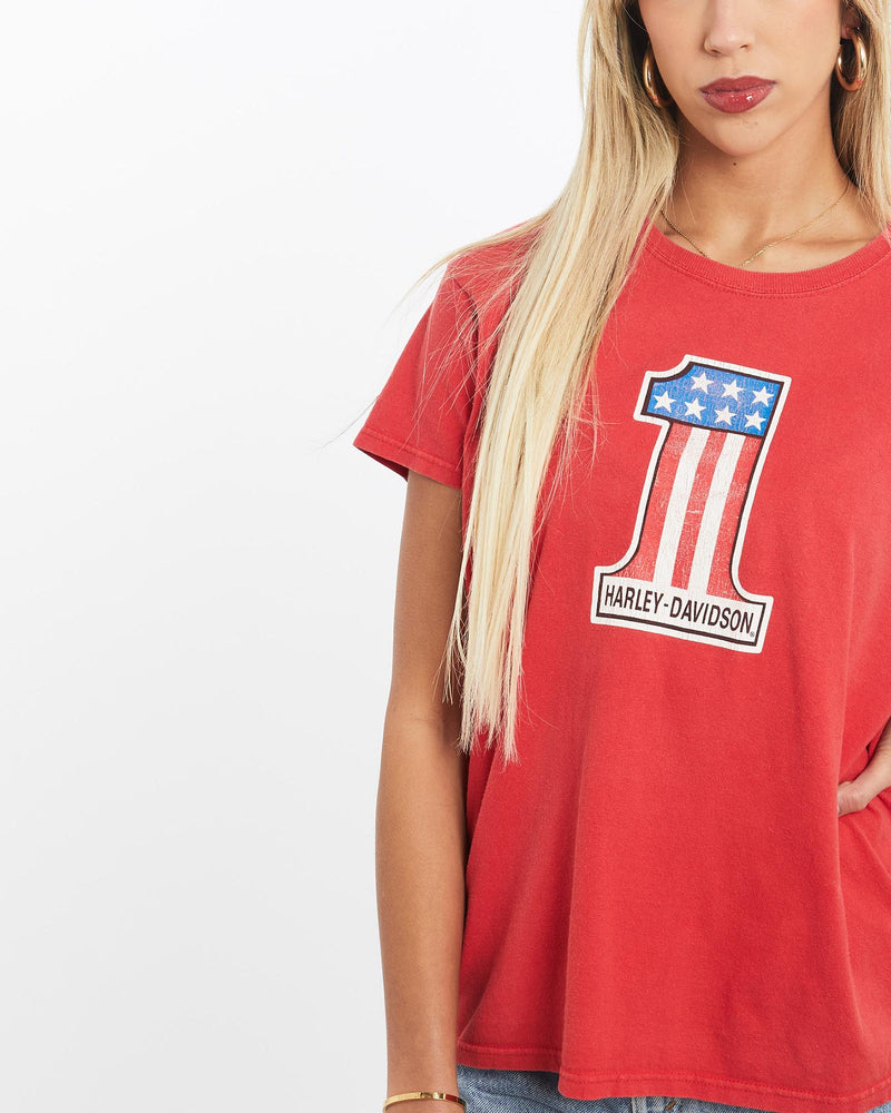 Vintage, Harley, Davidson, Tee, The Real Deal, size extra small, colour Red, newtown, sydney, australia, thrift store, opshop, preloved, secondhand, sustainable, retro, antique, 70s, 80s, 90s, 2000s, 00s, fashion, clothing, streetwear, trendy, garment, style, boutique, store, shop, archive, sale, cheap, best, top, T-Shirts