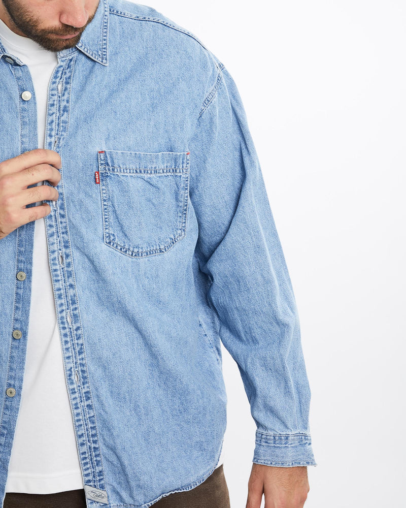 Vintage, 90s, Levi's, Denim, Button, Up, Shirt, The Real Deal, size extra large, colour Blue, newtown, sydney, australia, thrift store, opshop, preloved, secondhand, sustainable, retro, antique, 70s, 80s, 90s, 2000s, 00s, fashion, clothing, streetwear, trendy, garment, style, boutique, store, shop, archive, sale, cheap, best, top, Shirts