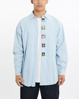 Vintage, 1993, Looney, Tunes, Denim, Button, Up, Shirt, The Real Deal, size large, colour Blue, newtown, sydney, australia, thrift store, opshop, preloved, secondhand, sustainable, retro, antique, 70s, 80s, 90s, 2000s, 00s, fashion, clothing, streetwear, trendy, garment, style, boutique, store, shop, archive, sale, cheap, best, top, Shirts