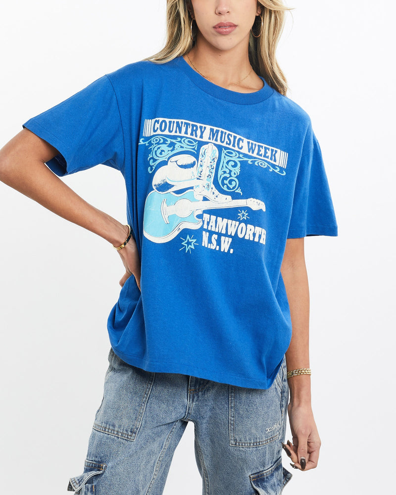 Vintage, 90s, Country, Music, Week, Tee, The Real Deal, size extra small, colour Blue, newtown, sydney, australia, thrift store, opshop, preloved, secondhand, sustainable, retro, antique, 70s, 80s, 90s, 2000s, 00s, fashion, clothing, streetwear, trendy, garment, style, boutique, store, shop, archive, sale, cheap, best, top, T-Shirts