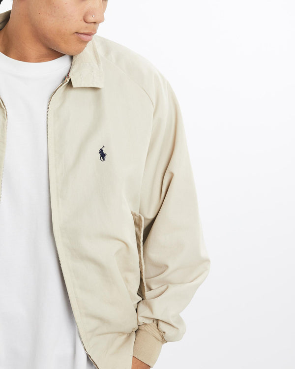 Vintage, 90s, Polo, Ralph, Lauren, Harrington, Jacket, The Real Deal, size large, colour Beige, newtown, sydney, australia, thrift store, opshop, preloved, secondhand, sustainable, retro, antique, 70s, 80s, 90s, 2000s, 00s, fashion, clothing, streetwear, trendy, garment, style, boutique, store, shop, archive, sale, cheap, best, top, Jackets