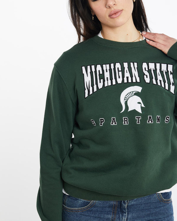 Vintage, NCAA, Michigan, State, Spartans, Sweatshirt, The Real Deal, size medium, colour Green, newtown, sydney, australia, thrift store, opshop, preloved, secondhand, sustainable, retro, antique, 70s, 80s, 90s, 2000s, 00s, fashion, clothing, streetwear, trendy, garment, style, boutique, store, shop, archive, sale, cheap, best, top, Sweats and hoodies