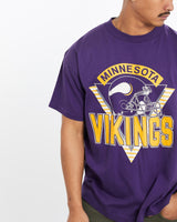 Vintage, 90s, NFL, Minnesota, Vikings, Tee, The Real Deal, size large, colour Purple, newtown, sydney, australia, thrift store, opshop, preloved, secondhand, sustainable, retro, antique, 70s, 80s, 90s, 2000s, 00s, fashion, clothing, streetwear, trendy, garment, style, boutique, store, shop, archive, sale, cheap, best, top, T-Shirts