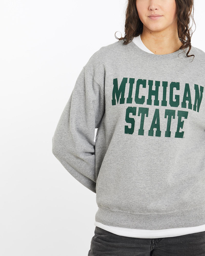 Vintage, Michigan, State, Sweatshirt, The Real Deal, size medium, colour Grey, newtown, sydney, australia, thrift store, opshop, preloved, secondhand, sustainable, retro, antique, 70s, 80s, 90s, 2000s, 00s, fashion, clothing, streetwear, trendy, garment, style, boutique, store, shop, archive, sale, cheap, best, top, Sweats and hoodies