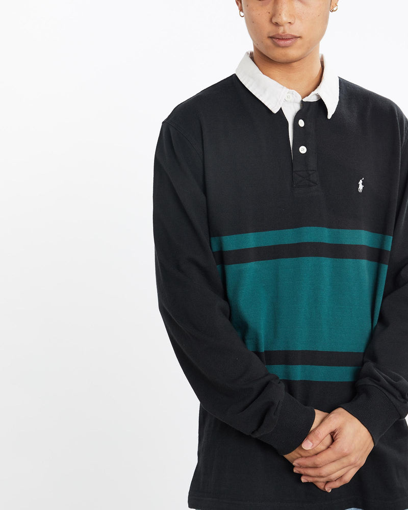 Vintage, 90s, Polo, Ralph, Lauren, Rugby, Shirt, The Real Deal, size large, colour Black, newtown, sydney, australia, thrift store, opshop, preloved, secondhand, sustainable, retro, antique, 70s, 80s, 90s, 2000s, 00s, fashion, clothing, streetwear, trendy, garment, style, boutique, store, shop, archive, sale, cheap, best, top, Shirts