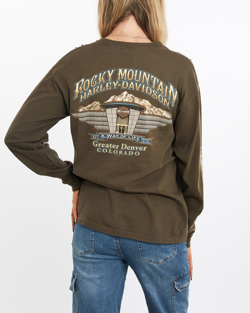 Vintage, Harley, Davidson, Long, Sleeve, Tee, The Real Deal, size medium, colour Brown, newtown, sydney, australia, thrift store, opshop, preloved, secondhand, sustainable, retro, antique, 70s, 80s, 90s, 2000s, 00s, fashion, clothing, streetwear, trendy, garment, style, boutique, store, shop, archive, sale, cheap, best, top, T-Shirts