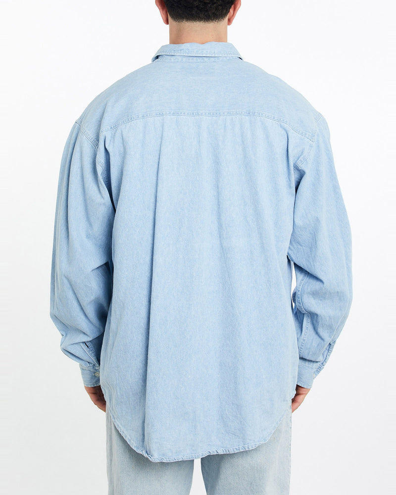 Vintage, 90s, Harley, Davidson, Denim, Button, Up, Shirt, The Real Deal, size XXXL, colour Blue, newtown, sydney, australia, thrift store, opshop, preloved, secondhand, sustainable, retro, antique, 70s, 80s, 90s, 2000s, 00s, fashion, clothing, streetwear, trendy, garment, style, boutique, store, shop, archive, sale, cheap, best, top, Shirts